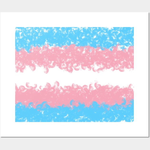 Trans Flag Painted Swirls Design Wall Art by PurposelyDesigned